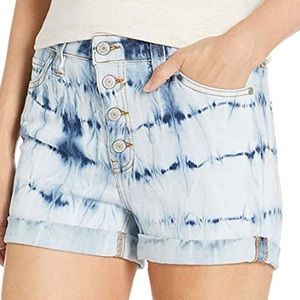 🆕 Dickies Cuffed Tie Dye Button Up Denim Shorts